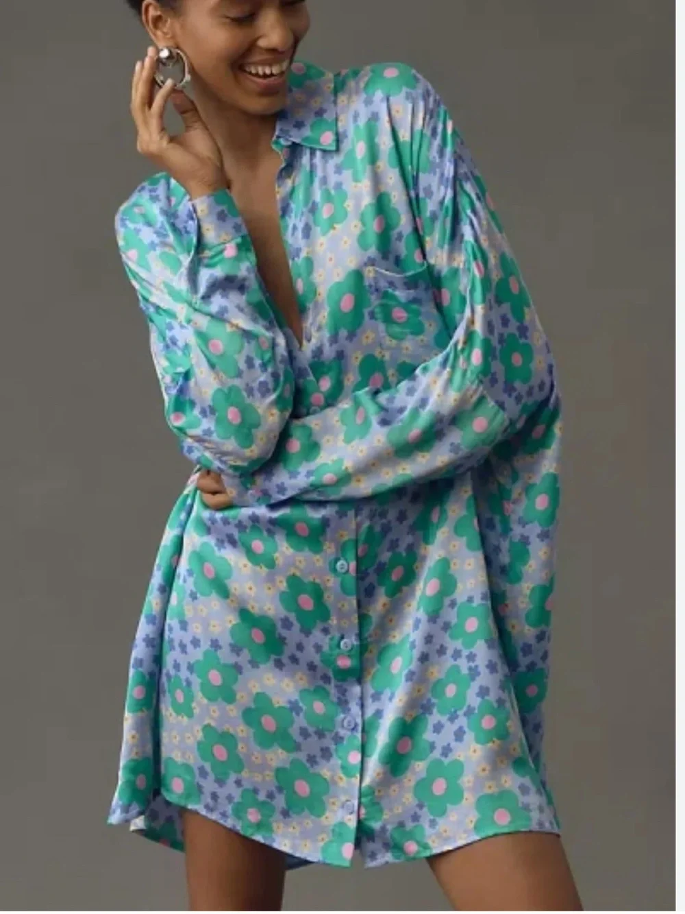 Anthropologie Floral Mini Dress in Aqua, Lavender & Pink - Picture 1 of 7